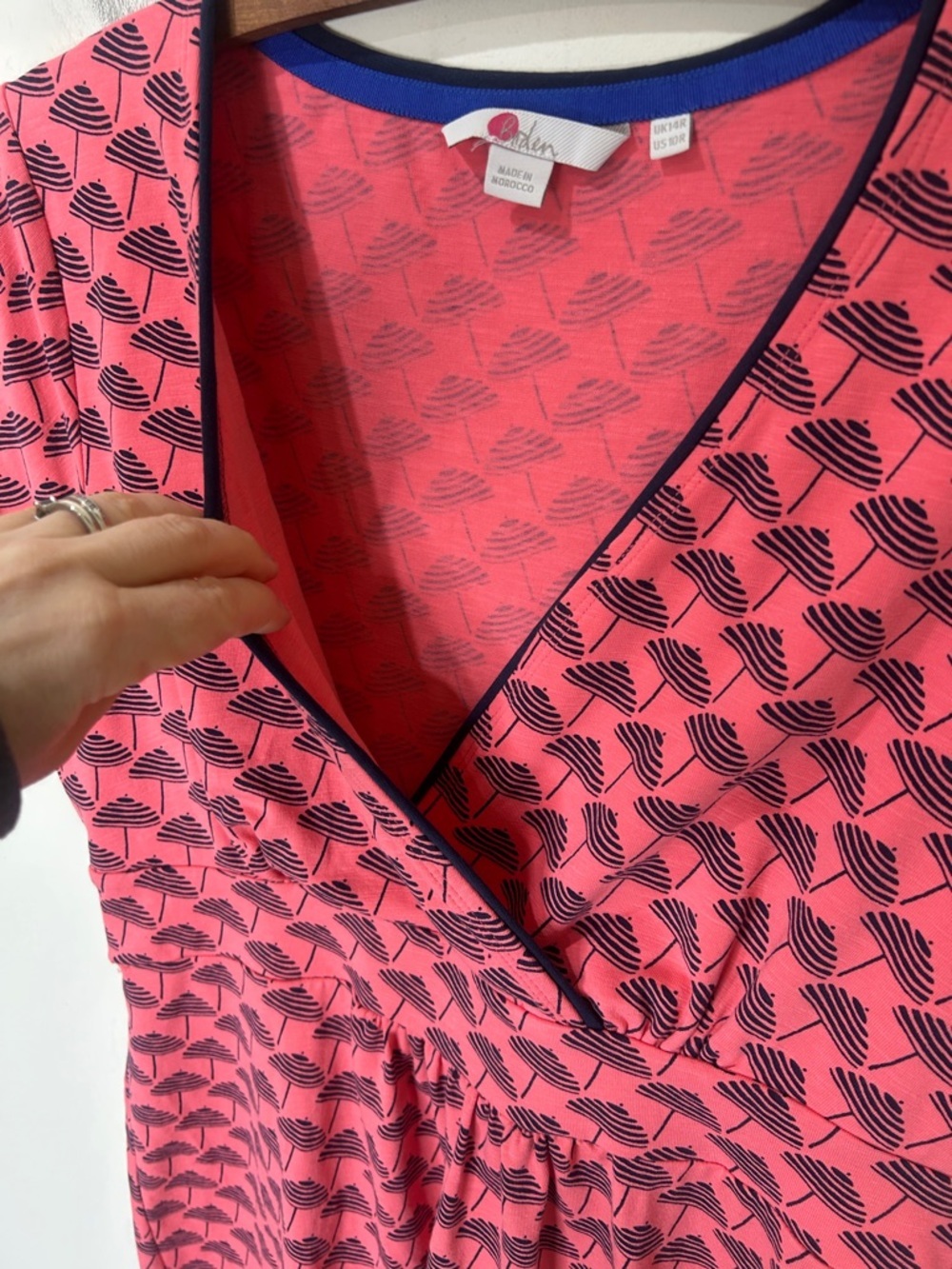 BODEN Umbrella Print Spring Faux Wrap Dress Size 10R - Picture 5 of 12
